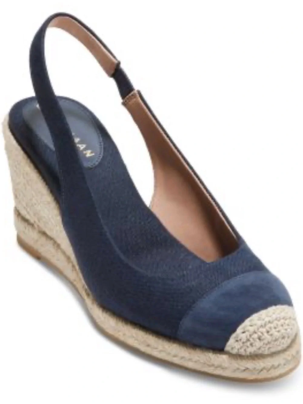 Cole Haan Navy Espadrille Cloudfeel Slingback Wedge